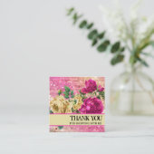 Roze rozen Dank je Logo Vierkante Visitekaartje (Staand voorkant)