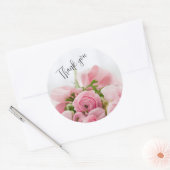 Roze rozen dank je sticker (Envelop)