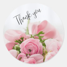 Roze rozen dank je sticker