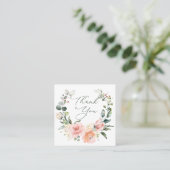 Roze Rozen Dank U Vierkant Zakelijk Visitekaartje (Staand voorkant)