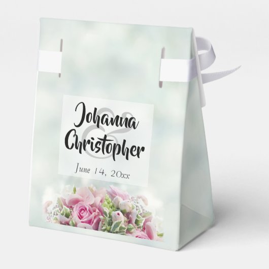 Roze Rozen Dankjewel Bruiloft Favor Doos Bedankdoosjes (Achterkant)