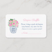 Roze Rozen Dappere Raffle Baby shower Partij Informatiekaartje (Voorkant)