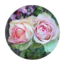 Roze rozen Decoratief glas snijvlak 12 inch