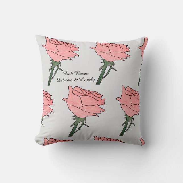 Roze Rozen- Delicaat en Lieflijk  Kussen (Voorkant)