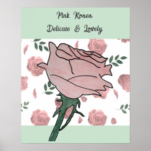 Roze Rozen- Delicaat en Lieflijk Poster