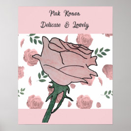 Roze Rozen- Delicaat en Lieflijk Poster