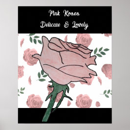 Roze Rozen- Delicaat en Lieflijk Poster