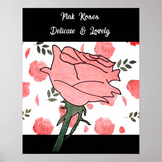 Roze Rozen- Delicaat en Lieflijk Poster (Voorkant)