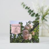 Roze rozen denken aan jou briefkaart (Staand voorkant)