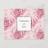 Roze Rozen Denken aan jou Briefkaart (Voorkant)