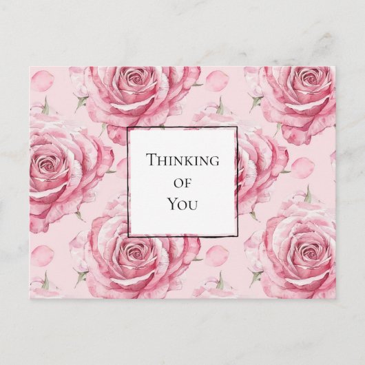  Roze Rozen Denken aan jou Briefkaart (Voorkant)