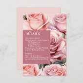 Roze Rozen Details Behuizing Kaarten RSVP Kaartje (Voorkant / Achterkant)