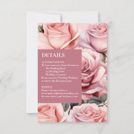 Roze Rozen Details Behuizing Kaarten RSVP Kaartje