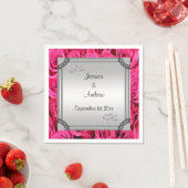 Roze Rozen & Diamanten Trouwringen Servetten (Insitu)