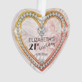 Roze rozen |Diamonds 21ste verjaardag Ornament (voorkant)