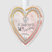 Roze rozen |Diamonds 30th Birthday Keepslag Orname Ornament (voorkant)