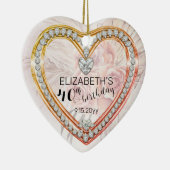 Roze rozen |Diamonds 40th Birthday Keepslag Orname Keramisch Ornament (Rechts)