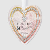 Roze rozen |Diamonds 60th Birthday Keepomwille Ornament (voorkant)