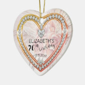 Roze rozen |Diamonds 70th Birthday Keepomwille Keramisch Ornament (Links)