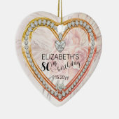 Roze rozen |Diamonds 80th Birthday Keepomwille Keramisch Ornament (Rechts)