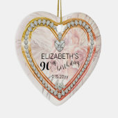 Roze rozen |Diamonds 90th Birthday Keepomwille Keramisch Ornament (Rechts)