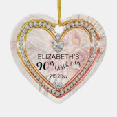 Roze rozen |Diamonds 90th Birthday Keepomwille Keramisch Ornament (Voorkant)