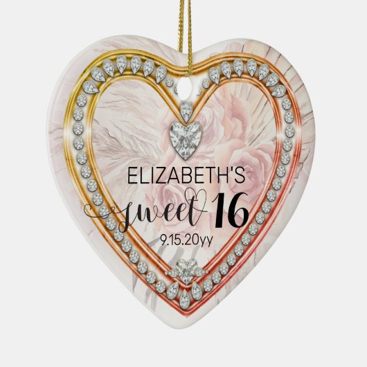 Roze rozen |Diamonds Sweet 16 Keepakes Ornament (Rechts)