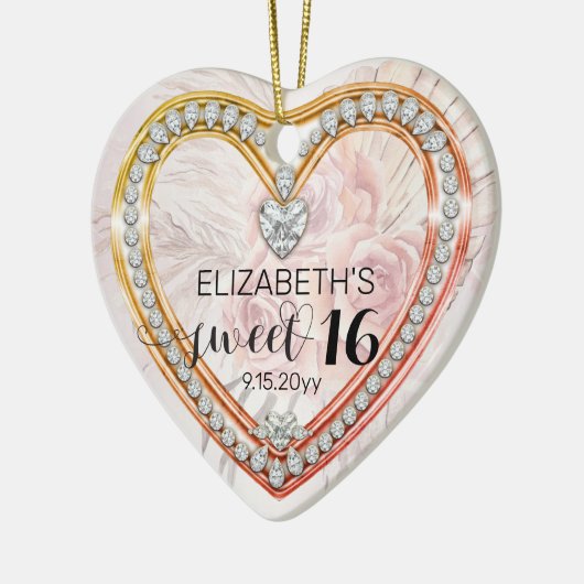 Roze rozen |Diamonds Sweet 16 Keepakes Ornament (Links)