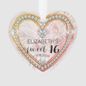 Roze rozen |Diamonds Sweet 16 Keepakes Ornament (voorkant)