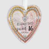 Roze rozen |Diamonds Sweet 16 Keepakes Ornament (voorkant)