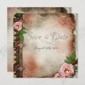  roze rozen die de Datum bewaren Save The Date (Voorkant / Achterkant)