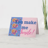 Roze rozen die je me een glimlach-citaat van Birth Kaart (Voorkant)