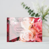  roze rozen die RSVP binden Kaartje (Staand voorkant)