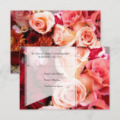  roze rozen die RSVP binden Kaartje (Voorkant / Achterkant)