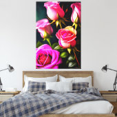 Roze Rozen Digitaal Kunstwerk-48345 Canvas Afdruk (Insitu (Slaapkamer))