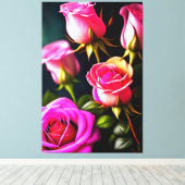 Roze Rozen Digitaal Kunstwerk-48345 Canvas Afdruk (Insitu (Houten vloer))