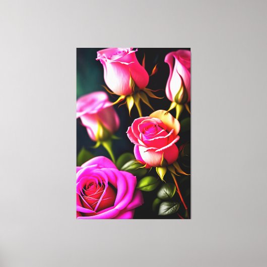 Roze Rozen Digitaal Kunstwerk-48345 Canvas Afdruk (Voorkant)