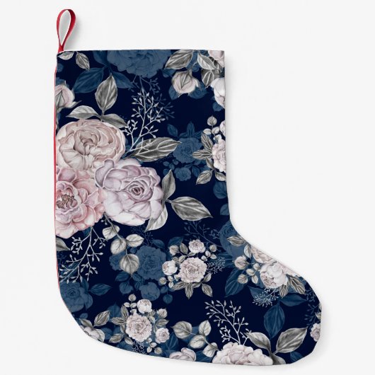 Roze Rozen Donkerblauw: Kleine Kerstsok (Voorkant)