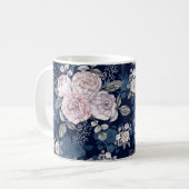 Roze Rozen Donkerblauw:  Koffiemok (Voorkant links)