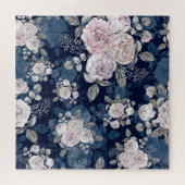 Roze Rozen Donkerblauw: Legpuzzel (Horizontaal)
