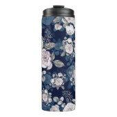 Roze Rozen Donkerblauw: Thermosbeker (Voorkant)