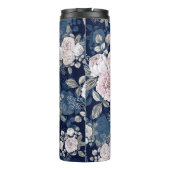 Roze Rozen Donkerblauw: Thermosbeker (Achterkant)
