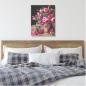 Roze Rozen (door Ferdinand Georg Waldmüller) Canvas Afdruk (Insitu (Slaapkamer))
