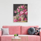 Roze Rozen (door Ferdinand Georg Waldmüller) Canvas Afdruk (Insitu (Woonkamer))