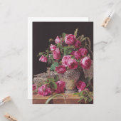 Roze Rozen (door Ferdinand Georg Waldmüller) Kaart (Voorkant / Achterkant in situ)