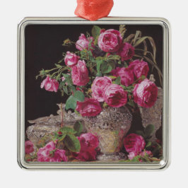 Roze Rozen (door Ferdinand Georg Waldmüller) Metalen Ornament