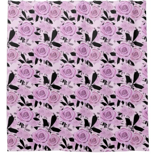 Roze rozen douchegordijn (Voorkant)