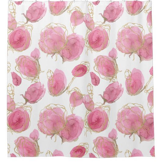 Roze rozen douchegordijn (Voorkant)