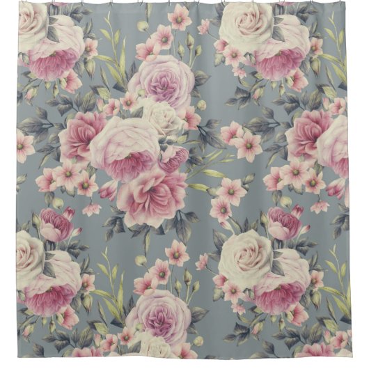 Roze Rozen Douchegordijn (Voorkant)