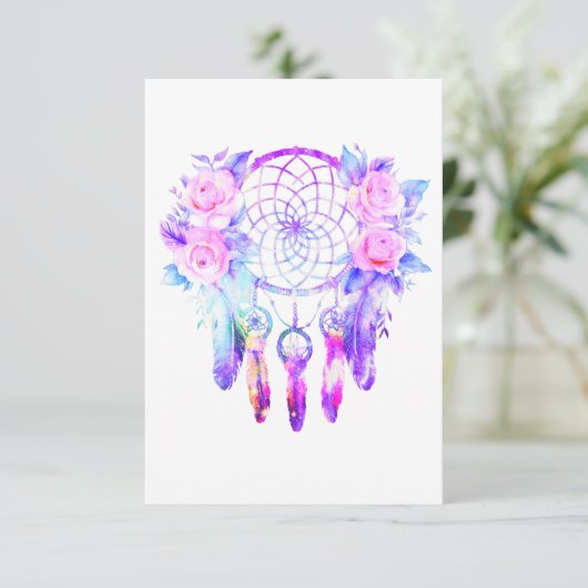 Roze Rozen Dreamcatcher Bloemendromen Aankondiging (Staand voorkant)